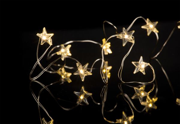 STT | Lumières de Noël | Fil lumineux avec étoiles, 20 LED