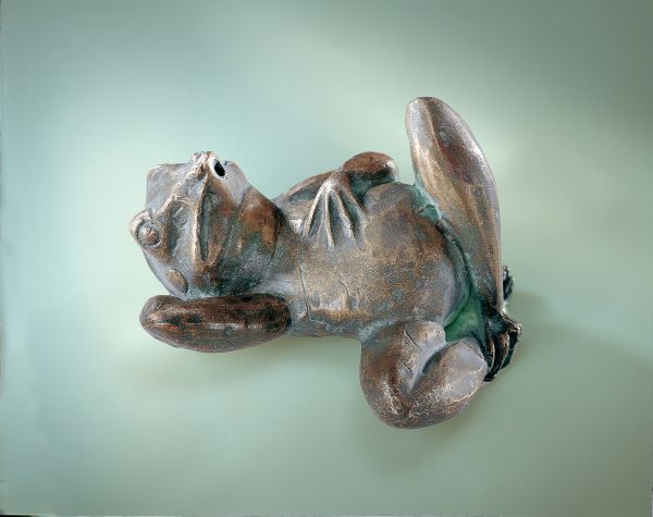 Bronzefigur | Fauler Frosch | wasserspeiend