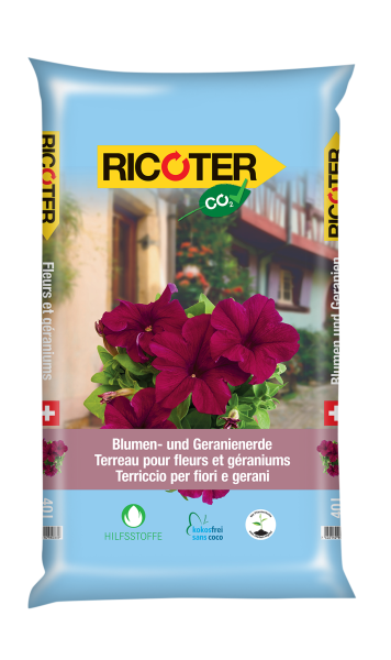 Ricoter | Terreau pour fleurs et géraniums | 40L