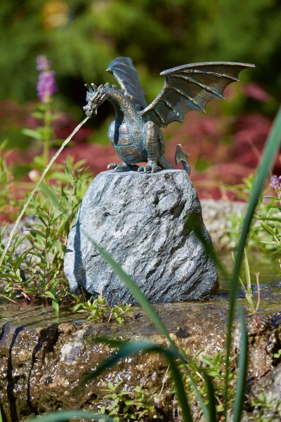 Figurine en bronze crachant de l'eau | Dragon Terrador petit