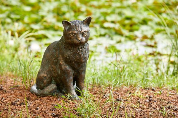 Bronzefigur | Katze gross, sitzend