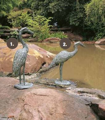 Figurine en bronze crachant de l'eau | Héron
